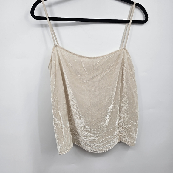 Reformation Ross Velvet Silk Cami Top Beige Neutral‎ Straight Neckline Size M - Picture 2 of 7